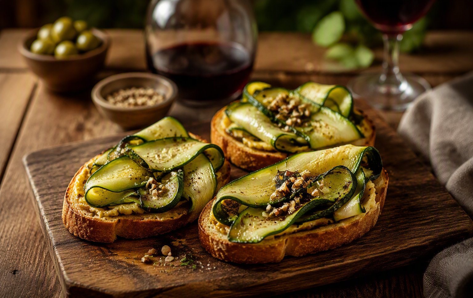 Bruschetta con caciotta di montagna, guanciale croccante e miele di San Gimignano